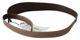 GF Ferre Brown Genuine Leather Logo Wide Waist Belt